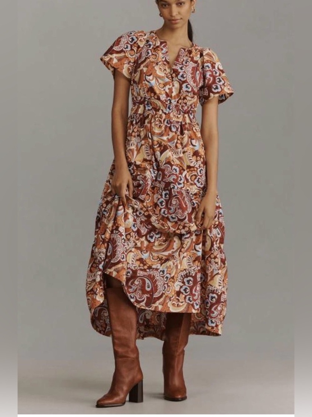 Anthropologie The Somerset Maxi Dress Boho Paisley Print Maxi Dress.